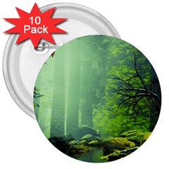 Trees Forest Artwork Nature Beautiful Landscape 3  Buttons (10 Pack)  by Sarkoni