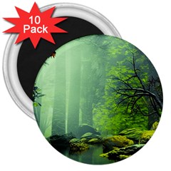 Trees Forest Artwork Nature Beautiful Landscape 3  Magnets (10 Pack)  by Sarkoni