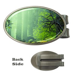 Trees Forest Artwork Nature Beautiful Landscape Money Clips (oval)  by Sarkoni