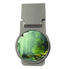 Trees Forest Artwork Nature Beautiful Landscape Money Clips (round)  by Sarkoni