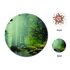 Trees Forest Artwork Nature Beautiful Landscape Playing Cards Single Design (round) by Sarkoni