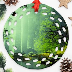 Trees Forest Artwork Nature Beautiful Landscape Ornament (round Filigree) by Sarkoni