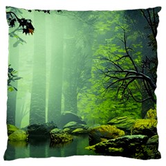 Trees Forest Artwork Nature Beautiful Landscape Large Cushion Case (one Side) by Sarkoni