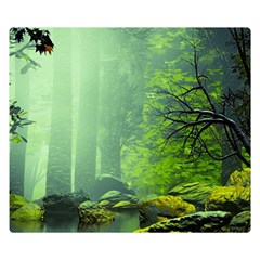 Trees Forest Artwork Nature Beautiful Landscape Two Sides Premium Plush Fleece Blanket (small) by Sarkoni