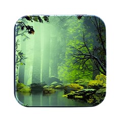 Trees Forest Artwork Nature Beautiful Landscape Square Metal Box (black)