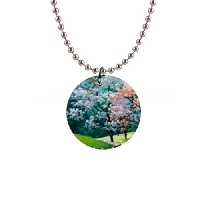 Anime Scenery Landscape 1  Button Necklace