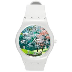 Anime Scenery Landscape Round Plastic Sport Watch (m) by Sarkoni