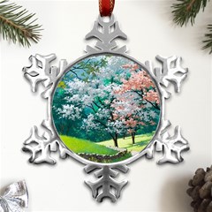 Anime Scenery Landscape Metal Small Snowflake Ornament by Sarkoni