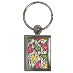 Leaves Foliage Batik Seamless Key Chain (rectangle) by Sarkoni