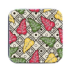 Leaves Foliage Batik Seamless Square Metal Box (black)