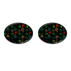 Apples Honey Honeycombs Pattern Cufflinks (Oval)