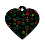 Apples Honey Honeycombs Pattern Dog Tag Heart (Two Sides) Front