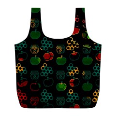 Apples Honey Honeycombs Pattern Full Print Recycle Bag (l) by Sarkoni