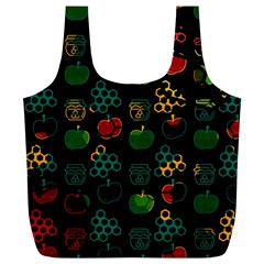 Apples Honey Honeycombs Pattern Full Print Recycle Bag (xl) by Sarkoni