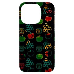 Apples Honey Honeycombs Pattern Iphone 14 Pro Black Uv Print Case by Sarkoni