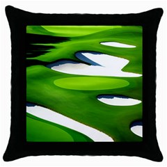 Golf Course Par Green Throw Pillow Case (black) by Sarkoni