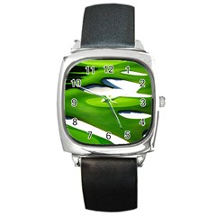 Golf Course Par Green Square Metal Watch by Sarkoni