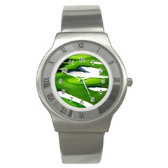 Golf Course Par Green Stainless Steel Watch by Sarkoni