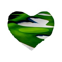 Golf Course Par Green Standard 16  Premium Flano Heart Shape Cushions by Sarkoni