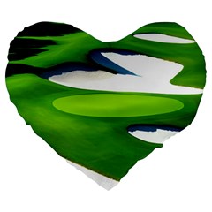 Golf Course Par Green Large 19  Premium Flano Heart Shape Cushions by Sarkoni