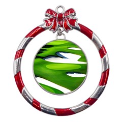 Golf Course Par Green Metal Red Ribbon Round Ornament by Sarkoni