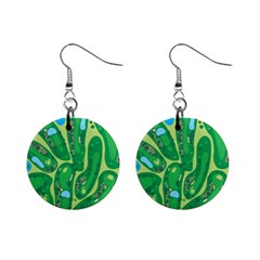 Golf Course Par Golf Course Green Mini Button Earrings by Sarkoni