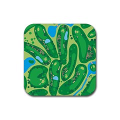 Golf Course Par Golf Course Green Rubber Coaster (square) by Sarkoni