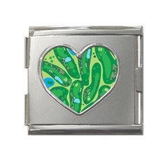 Golf Course Par Golf Course Green Mega Link Heart Italian Charm (18mm) by Sarkoni