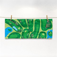 Golf Course Par Golf Course Green Hand Towel by Sarkoni