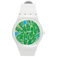 Golf Course Par Golf Course Green Round Plastic Sport Watch (m) by Sarkoni