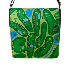 Golf Course Par Golf Course Green Flap Closure Messenger Bag (l) by Sarkoni