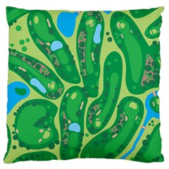 Golf Course Par Golf Course Green Large Premium Plush Fleece Cushion Case (one Side) by Sarkoni