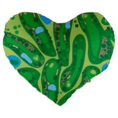 Golf Course Par Golf Course Green Large 19  Premium Flano Heart Shape Cushions by Sarkoni