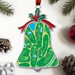 Golf Course Par Golf Course Green Metal Holly Leaf Bell Ornament Front