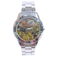 Wilderness Palette, Tierra Del Fuego Forest Landscape, Argentina Stainless Steel Analogue Watch by dflcprintsclothing