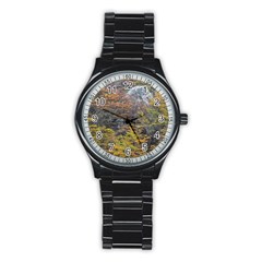 Wilderness Palette, Tierra Del Fuego Forest Landscape, Argentina Stainless Steel Round Watch by dflcprintsclothing