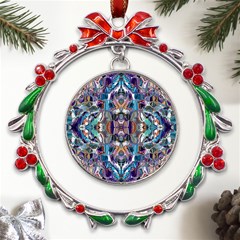  Over The Delta  Metal X mas Wreath Ribbon Ornament by kaleidomarblingart