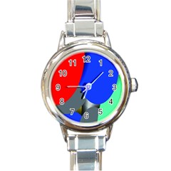 Abstract Circles, Art, Colorful, Colors, Desenho, Modern Round Italian Charm Watch by nateshop