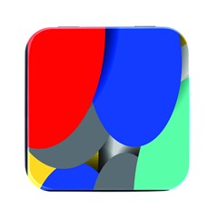 Abstract Circles, Art, Colorful, Colors, Desenho, Modern Square Metal Box (black)