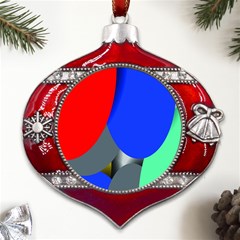 Abstract Circles, Art, Colorful, Colors, Desenho, Modern Metal Snowflake And Bell Red Ornament by nateshop