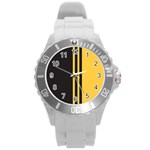 Abstract Design, Minimal, Abstract, Black, Desenho, Flat Round Plastic Sport Watch (L) Front