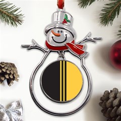 Abstract Design, Minimal, Abstract, Black, Desenho, Flat Metal Snowman Ornament