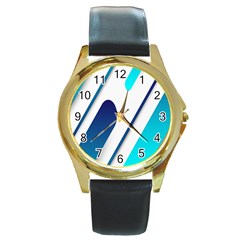 Abstract, Desenho, Flat, Google, Material Round Gold Metal Watch