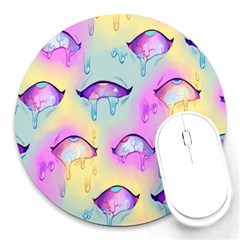 Ahegao, Anime, Pink Round Mousepad by nateshop