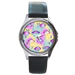 Ahegao, Anime, Pink Round Metal Watch by nateshop