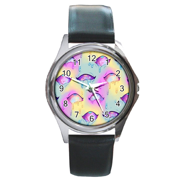 Ahegao, Anime, Pink Round Metal Watch