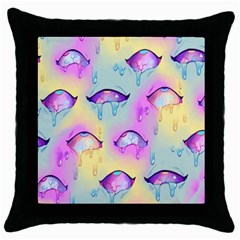 Ahegao, Anime, Pink Throw Pillow Case (black) by nateshop