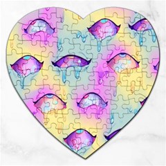 Ahegao, Anime, Pink Jigsaw Puzzle (heart) by nateshop