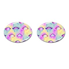 Ahegao, Anime, Pink Cufflinks (oval) by nateshop