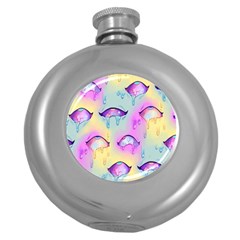 Ahegao, Anime, Pink Round Hip Flask (5 Oz) by nateshop